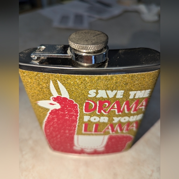 Drama llama Flask + 🦙 Shot glasses sparkly gold - Picture 5 of 10